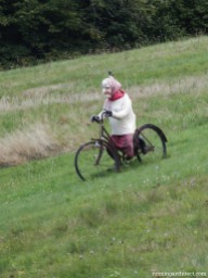Czech grandma riding downhill